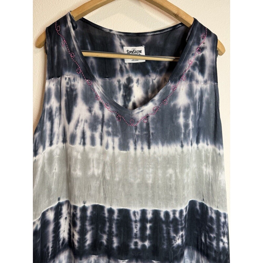 Sunshine Raised Woman’s Dress Cover Up Size Large / X Large Tie Dyed Blue Boho